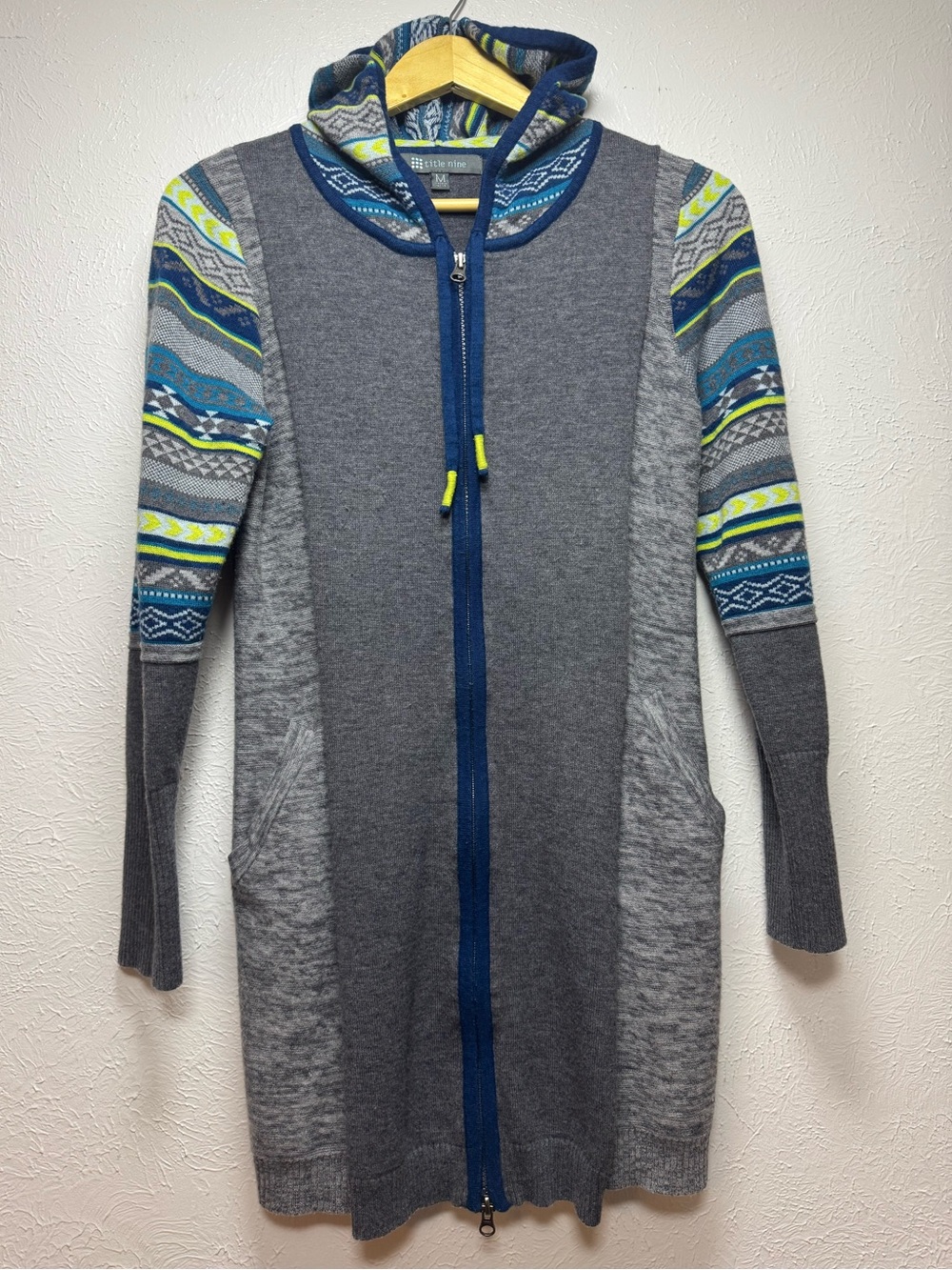 TITLE 9 Merino Wool Golf Full Zip Hoodie Longline Sweater